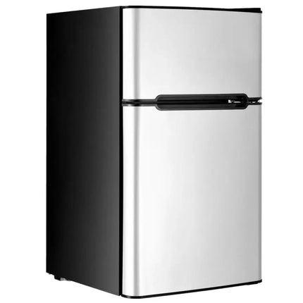 3.2 cu ft. Compact Stainless Steel Refrigerator-Gray Costway