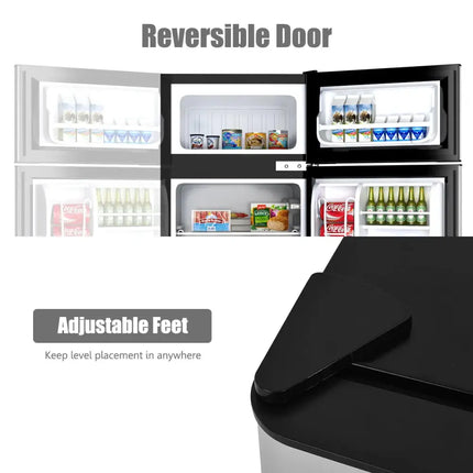 3.2 cu ft. Compact Stainless Steel Refrigerator-Gray Costway