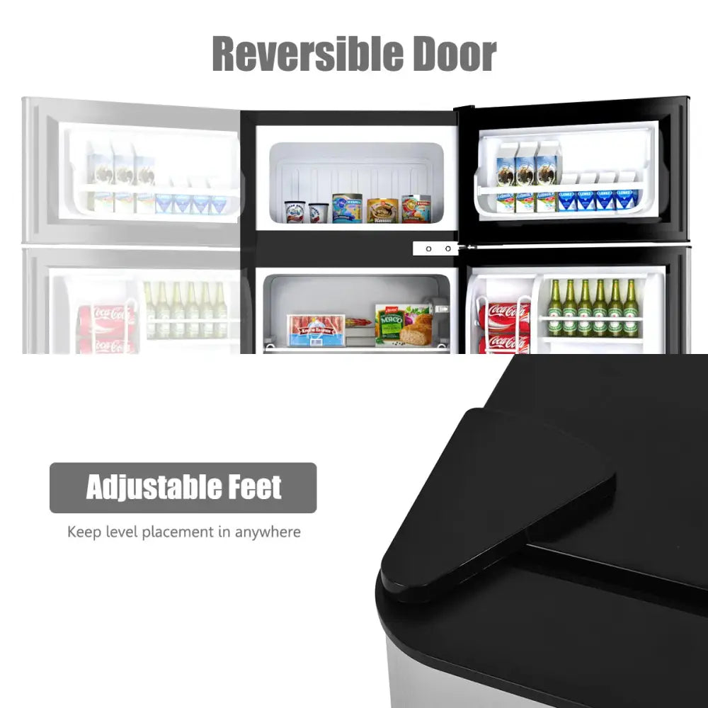 3.2 cu ft. Compact Stainless Steel Refrigerator-Gray Costway