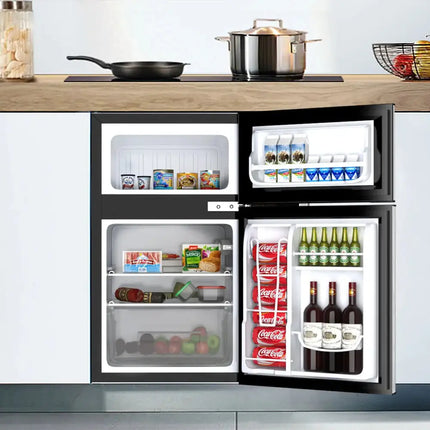 3.2 cu ft. Compact Stainless Steel Refrigerator-Gray Costway
