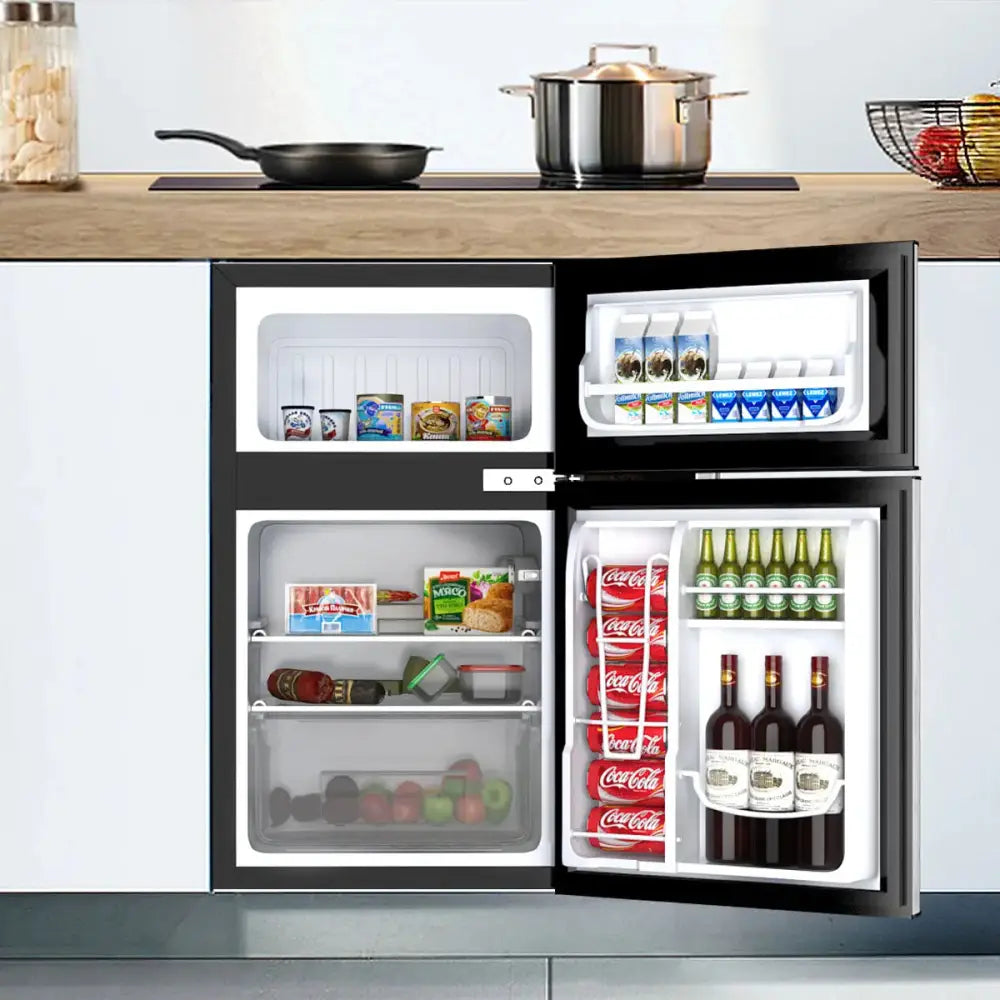 3.2 cu ft. Compact Stainless Steel Refrigerator-Gray Costway