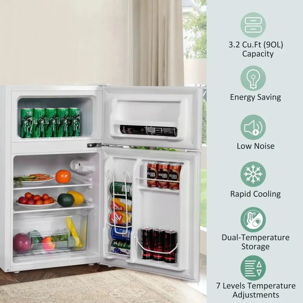 3.2 cu ft. Compact Stainless Steel Refrigerator-White Costway