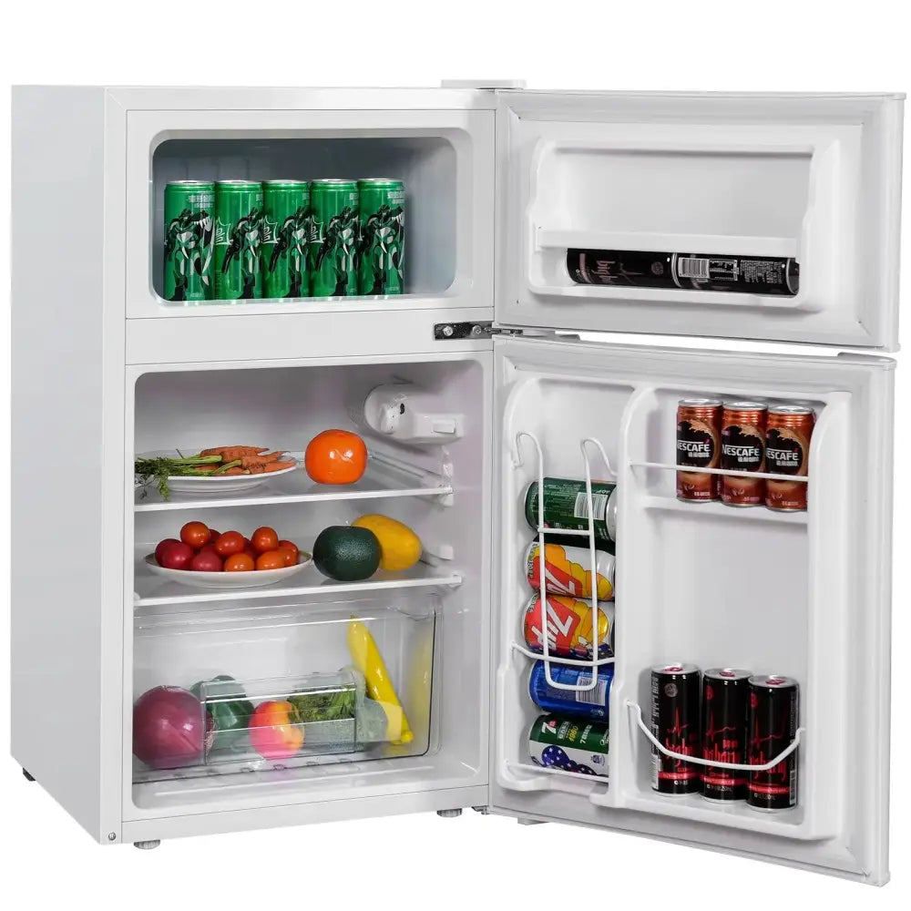 3.2 cu ft. Compact Stainless Steel Refrigerator-White Costway