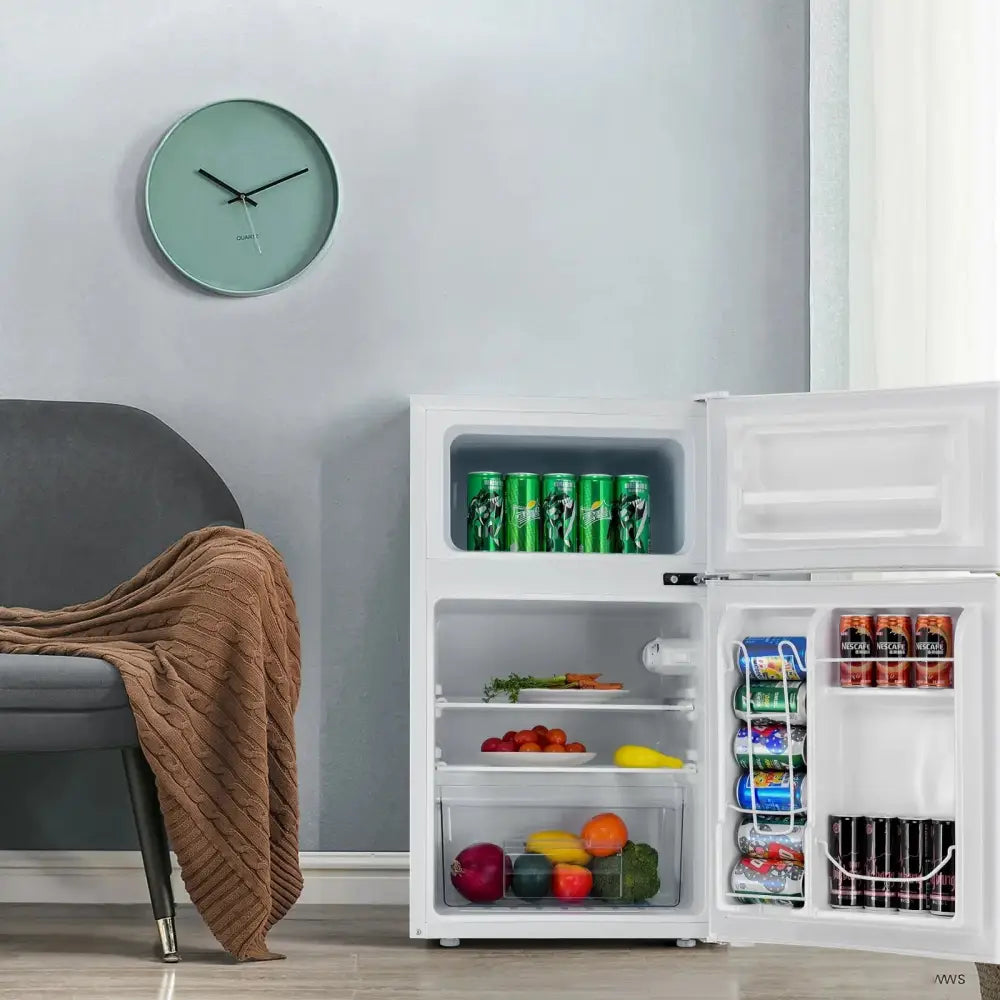 3.2 cu ft. Compact Stainless Steel Refrigerator-White Costway