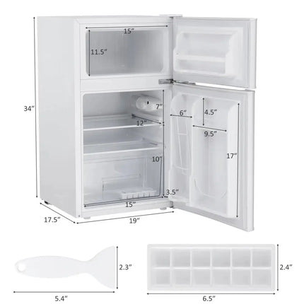 3.2 cu ft. Compact Stainless Steel Refrigerator-White Costway