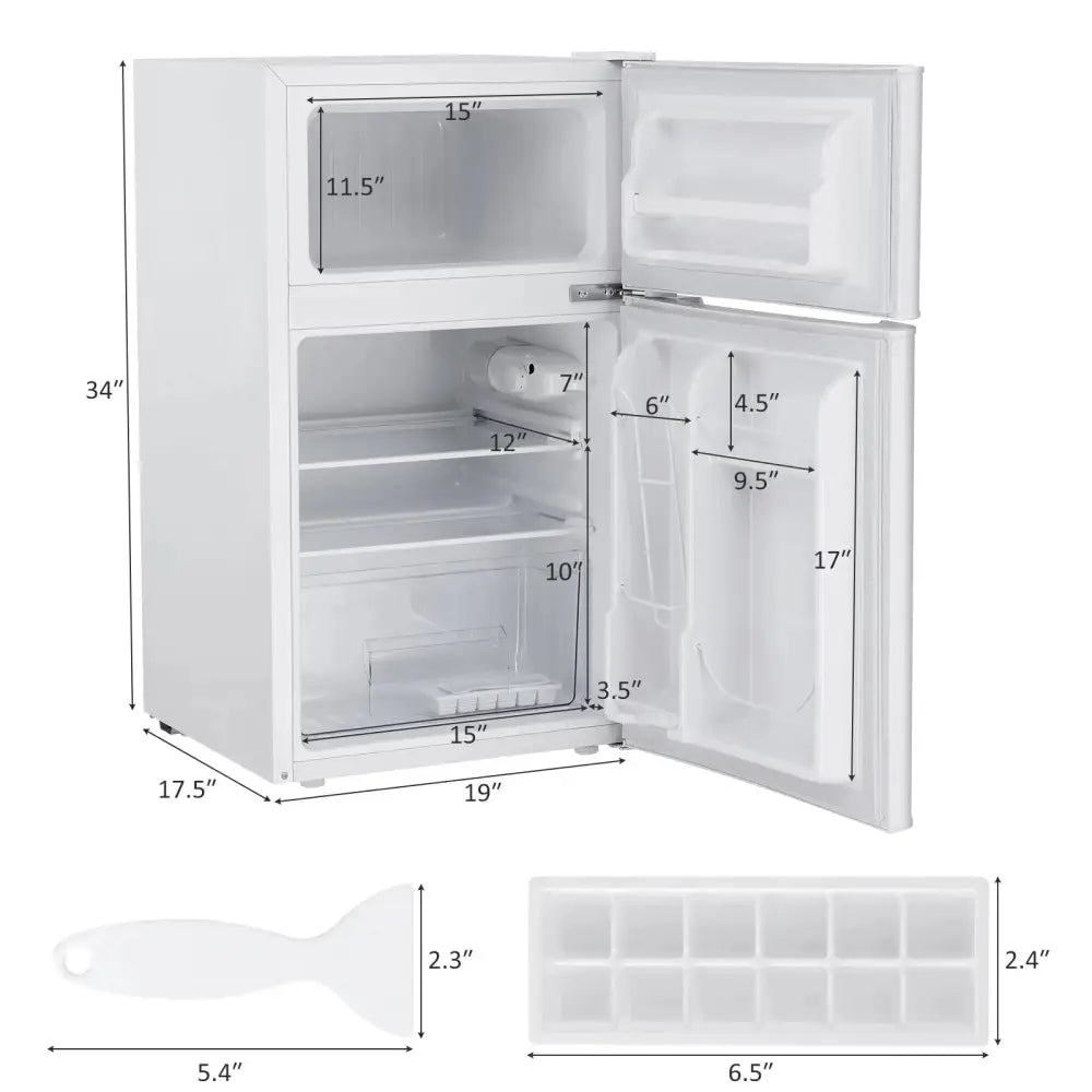 3.2 cu ft. Compact Stainless Steel Refrigerator-White Costway
