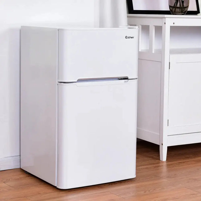 3.2 cu ft. Compact Stainless Steel Refrigerator-White Costway