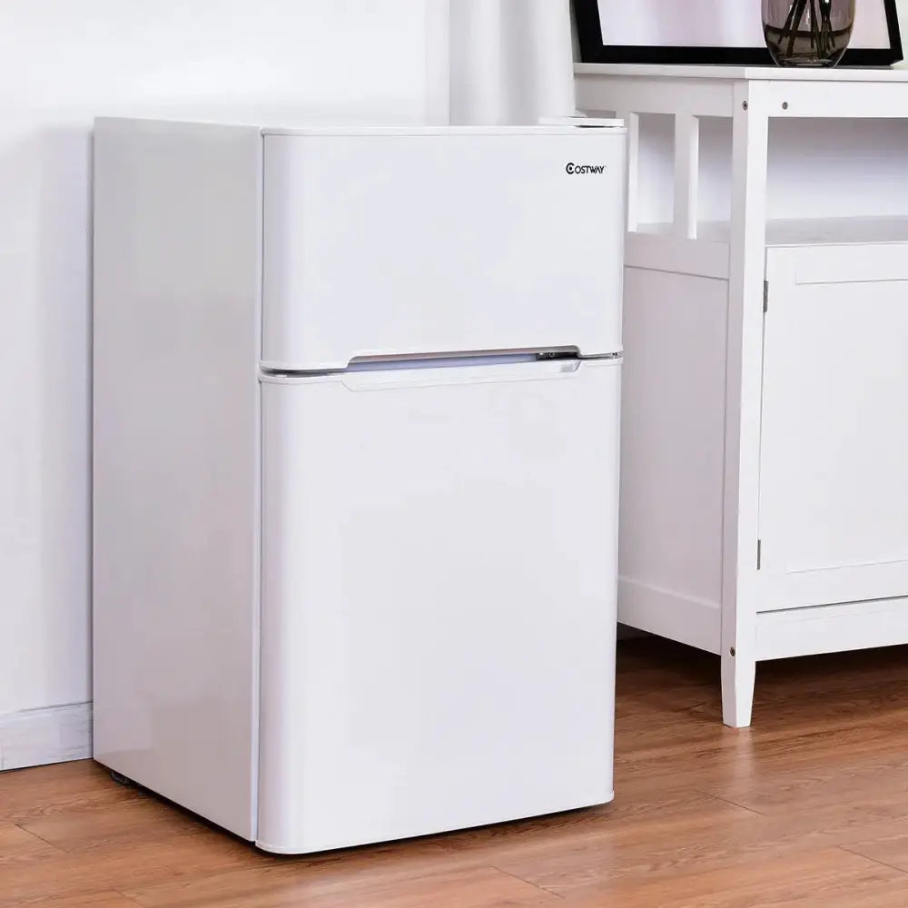3.2 cu ft. Compact Stainless Steel Refrigerator-White Costway