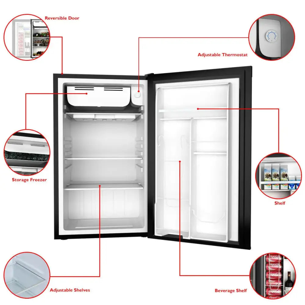 3.2 cu.ft. Mini Dorm Compact Refrigerator-Black Costway