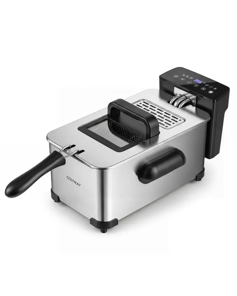 3.2-Qt Electric Deep Fryer with 1700W LED Touch Screen and Enamel Oil Tank-Silver - Silver - Air Fryers