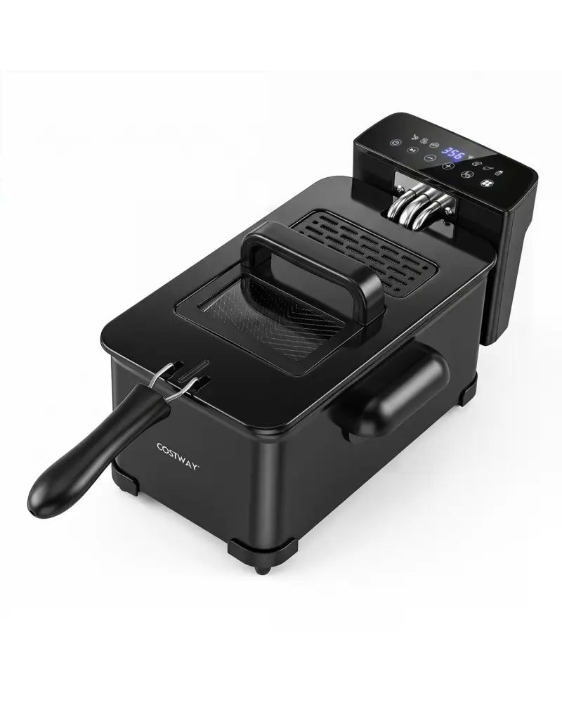 3.2-Qt Electric Deep Fryer with 1700W LED Touch Screen and Enamel Oil Tank-Black - Black - Air Fryers