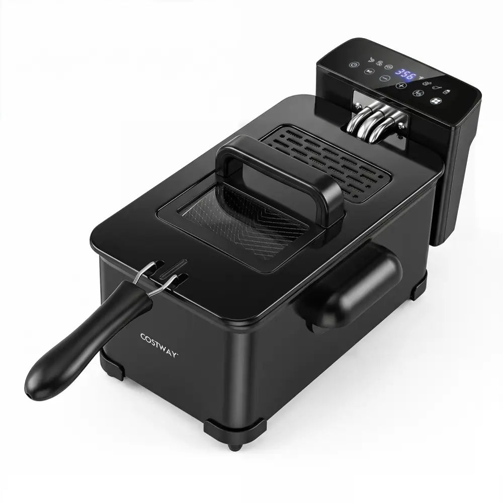 3.2-Qt Electric Deep Fryer with 1700W LED Touch Screen and Enamel Oil Tank-Black - Black - Air Fryers