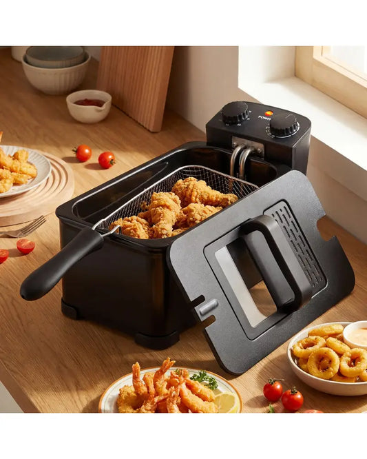 3.2 Quart Electric Stainless Steel Deep Fryer with Timer-Black - Black - Air Fryers
