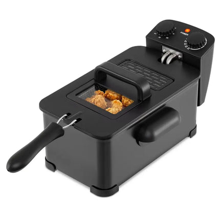 3.2 Quart Electric Stainless Steel Deep Fryer with Timer-Black Costway