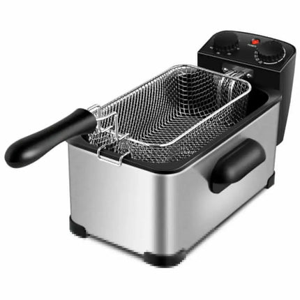 3.2 Quart Electric Stainless Steel Deep Fryer with Timer-Silver Costway