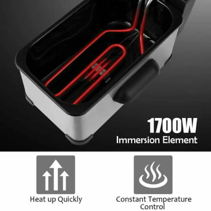 3.2 Quart Electric Stainless Steel Deep Fryer with Timer-Silver Costway