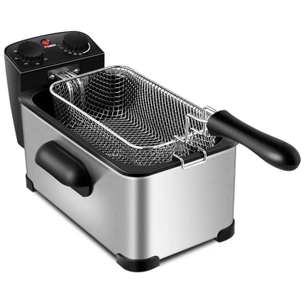 3.2 Quart Electric Stainless Steel Deep Fryer with Timer-Silver Costway