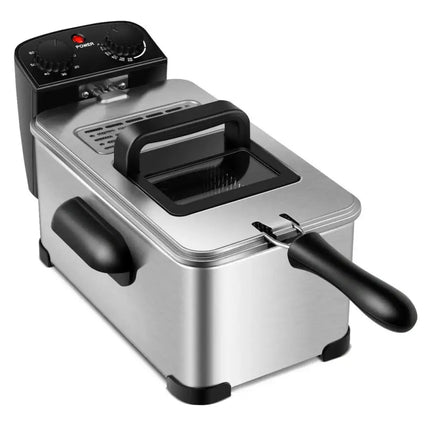 3.2 Quart Electric Stainless Steel Deep Fryer with Timer-Silver Costway