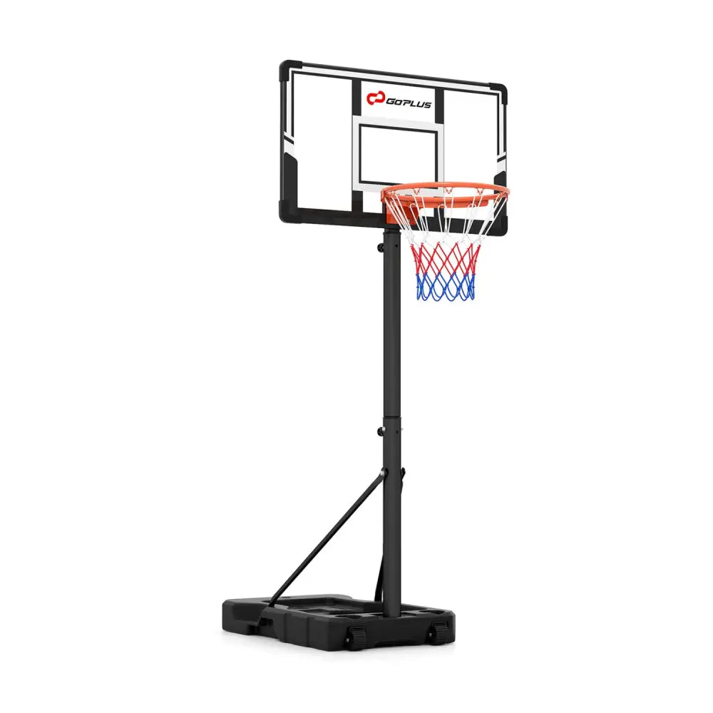 3.3-10 Feet Portable Basketball Hoop Adjustable with Base and Wheels - Black - Sport Equipments
