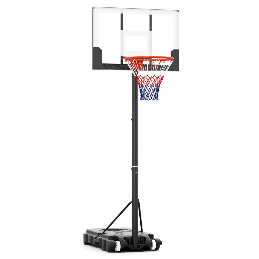 3.3-7 Feet Portable Adjustable Outdoor Kids Basketball Hoop Goal System-White - Black & White - Sport Equipments