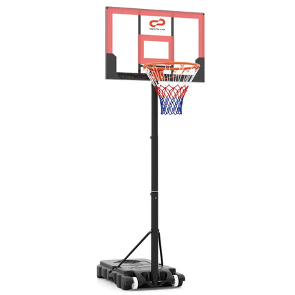 3.3-7 Feet Portable Adjustable Outdoor Kids Basketball Hoop Goal System-Black and Red - Black & Red - Sport Equipments
