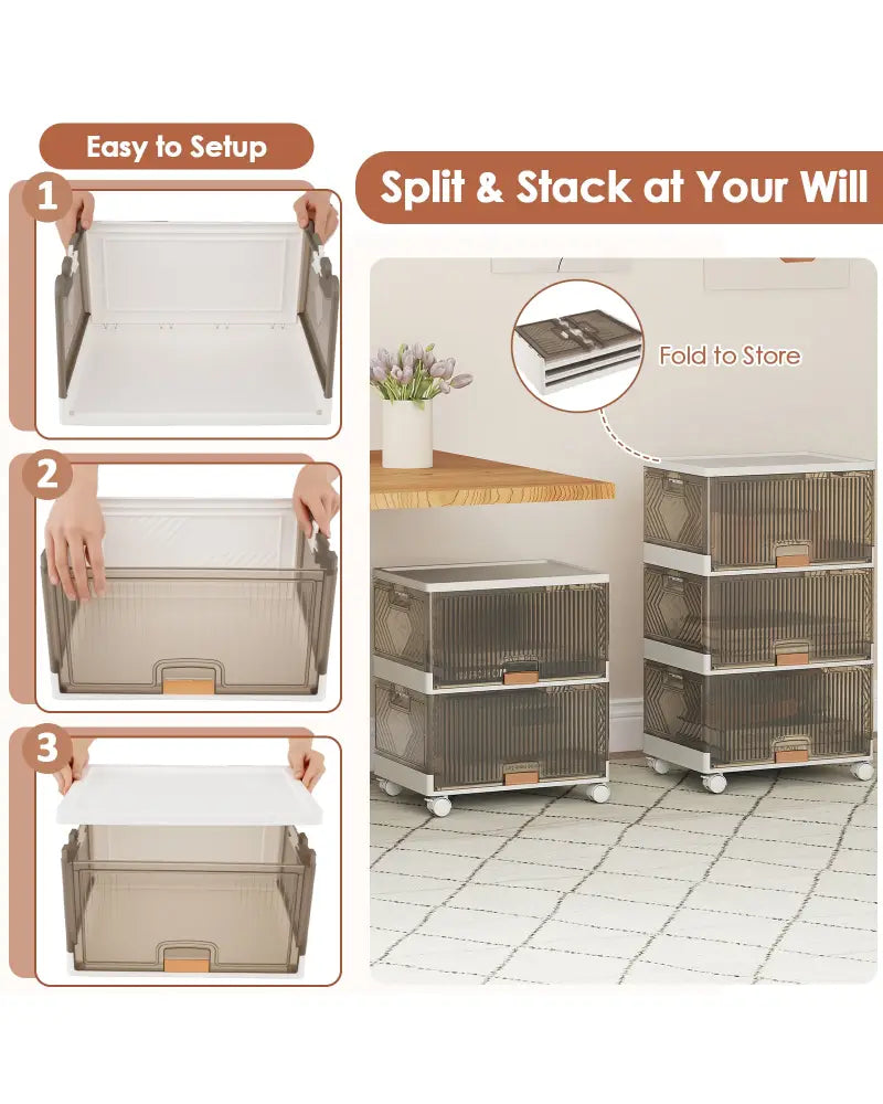 3/4/5/6-Cube Stackable Storage Bins with Detachable Wheels-3 Cube - White - Shoe Racks & Storage Benches