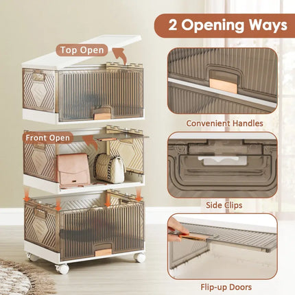 3/4/5/6-Cube Stackable Storage Bins with Detachable Wheels-3 Cube - White - Shoe Racks & Storage Benches