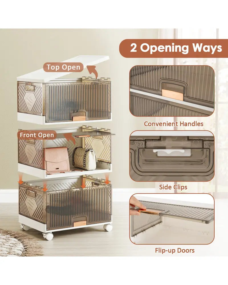 3/4/5/6-Cube Stackable Storage Bins with Detachable Wheels-3 Cube - White - Shoe Racks & Storage Benches