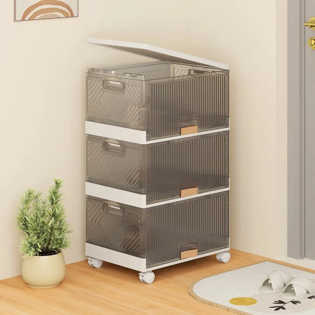 3/4/5/6-Cube Stackable Storage Bins with Detachable Wheels-3 Cube - White - Shoe Racks & Storage Benches