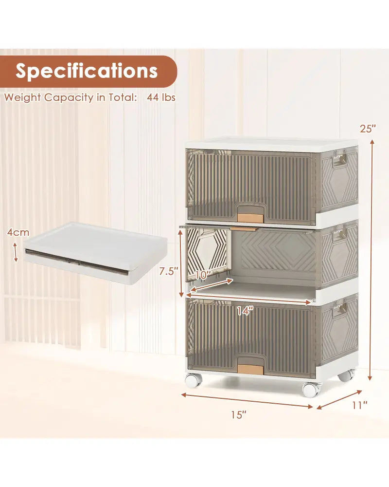 3/4/5/6-Cube Stackable Storage Bins with Detachable Wheels-3 Cube - White - Shoe Racks & Storage Benches