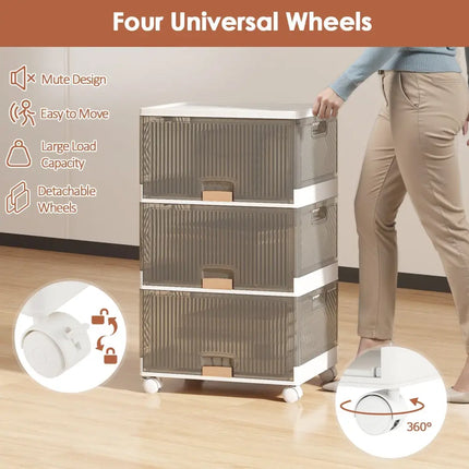 3/4/5/6-Cube Stackable Storage Bins with Detachable Wheels-3 Cube - White - Shoe Racks & Storage Benches
