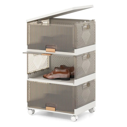 3/4/5/6-Cube Stackable Storage Bins with Detachable Wheels-3 Cube - White - Shoe Racks & Storage Benches