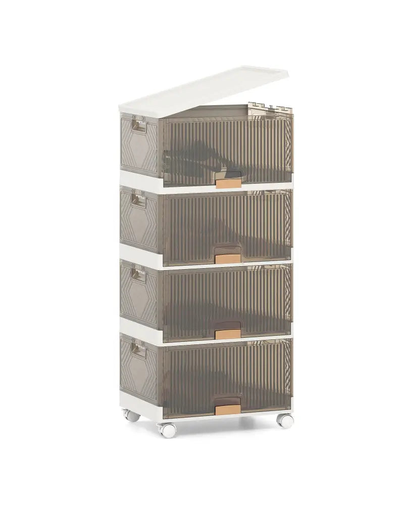 3/4/5/6-Cube Stackable Storage Bins with Detachable Wheels-4 Cube - White - Shoe Racks & Storage Benches