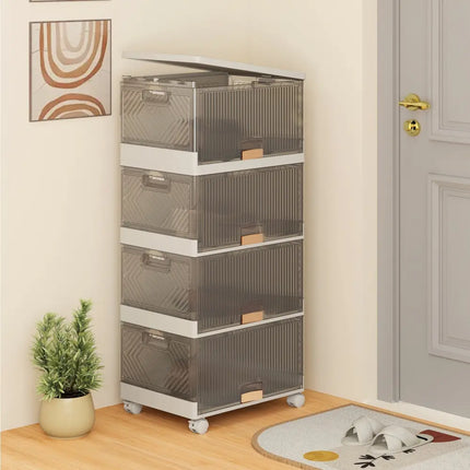3/4/5/6-Cube Stackable Storage Bins with Detachable Wheels-4 Cube - White - Shoe Racks & Storage Benches