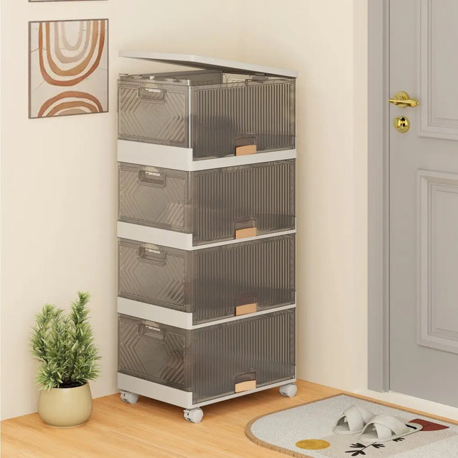 3/4/5/6-Cube Stackable Storage Bins with Detachable Wheels-4 Cube - White - Shoe Racks & Storage Benches