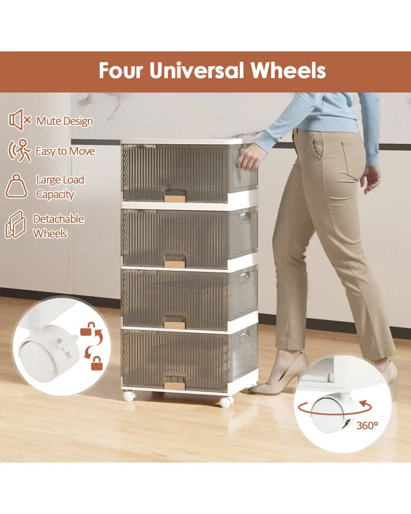 3/4/5/6-Cube Stackable Storage Bins with Detachable Wheels-4 Cube - White - Shoe Racks & Storage Benches