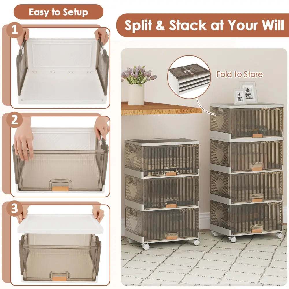 3/4/5/6-Cube Stackable Storage Bins with Detachable Wheels-4 Cube - White - Shoe Racks & Storage Benches