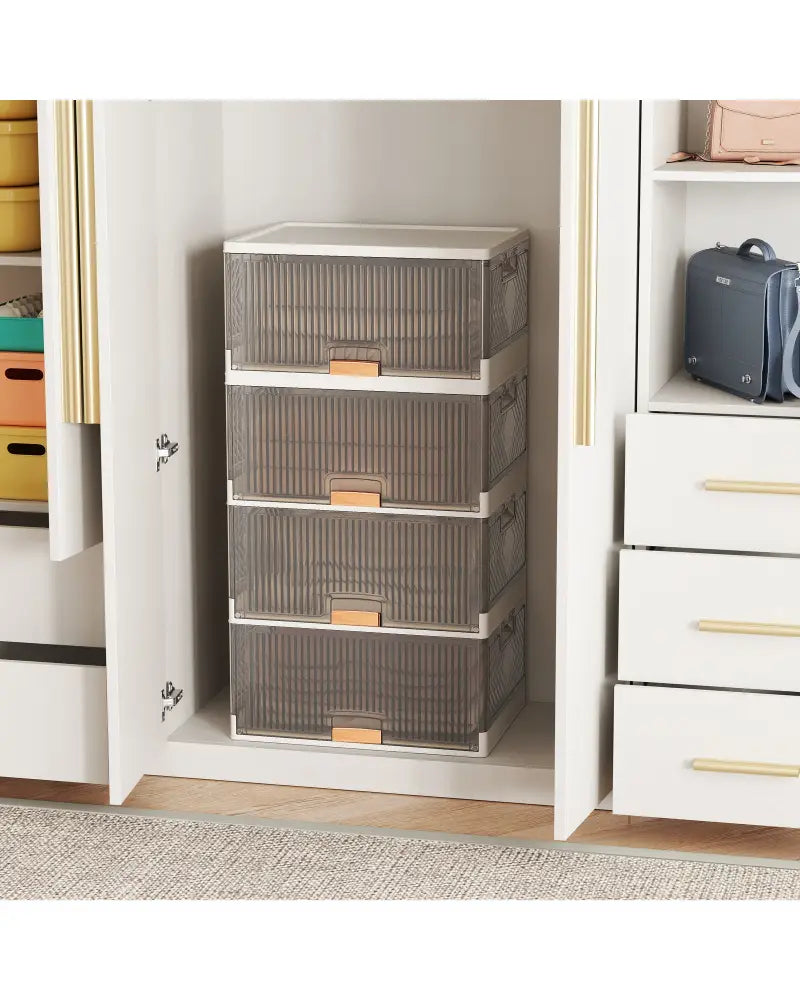 3/4/5/6-Cube Stackable Storage Bins with Detachable Wheels-4 Cube - White - Shoe Racks & Storage Benches
