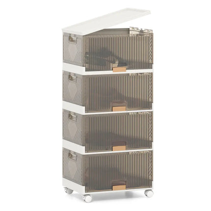 3/4/5/6-Cube Stackable Storage Bins with Detachable Wheels-4 Cube - White - Shoe Racks & Storage Benches