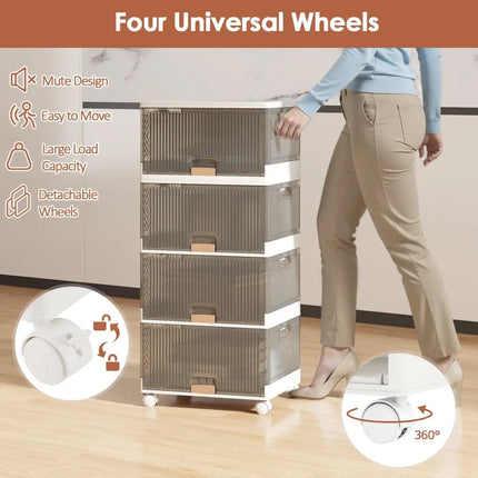 3/4/5/6-Cube Stackable Storage Bins with Detachable Wheels-4 Cube - White - Shoe Racks & Storage Benches