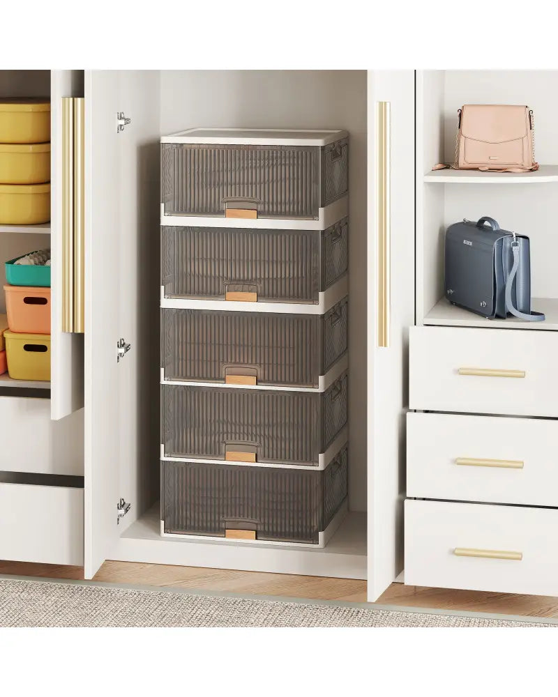 3/4/5/6-Cube Stackable Storage Bins with Detachable Wheels-5 Cube - White - Shoe Racks & Storage Benches