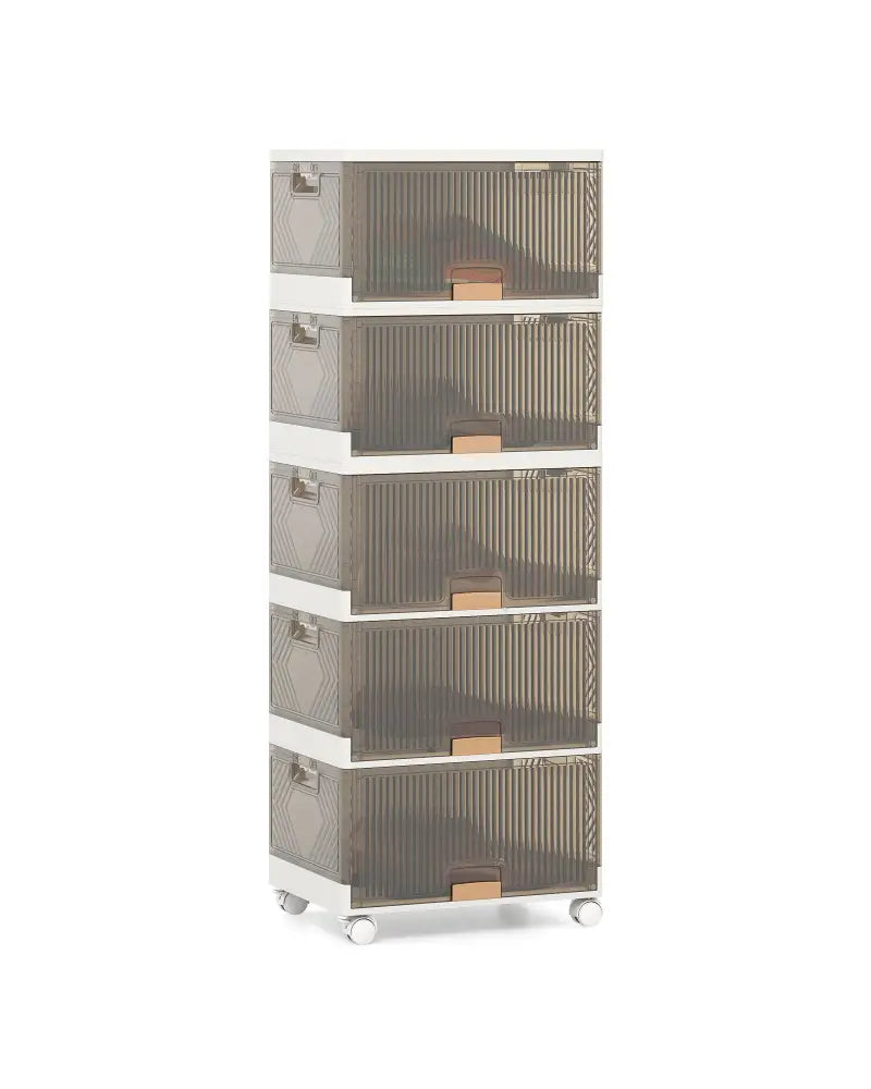 3/4/5/6-Cube Stackable Storage Bins with Detachable Wheels-5 Cube - White - Shoe Racks & Storage Benches