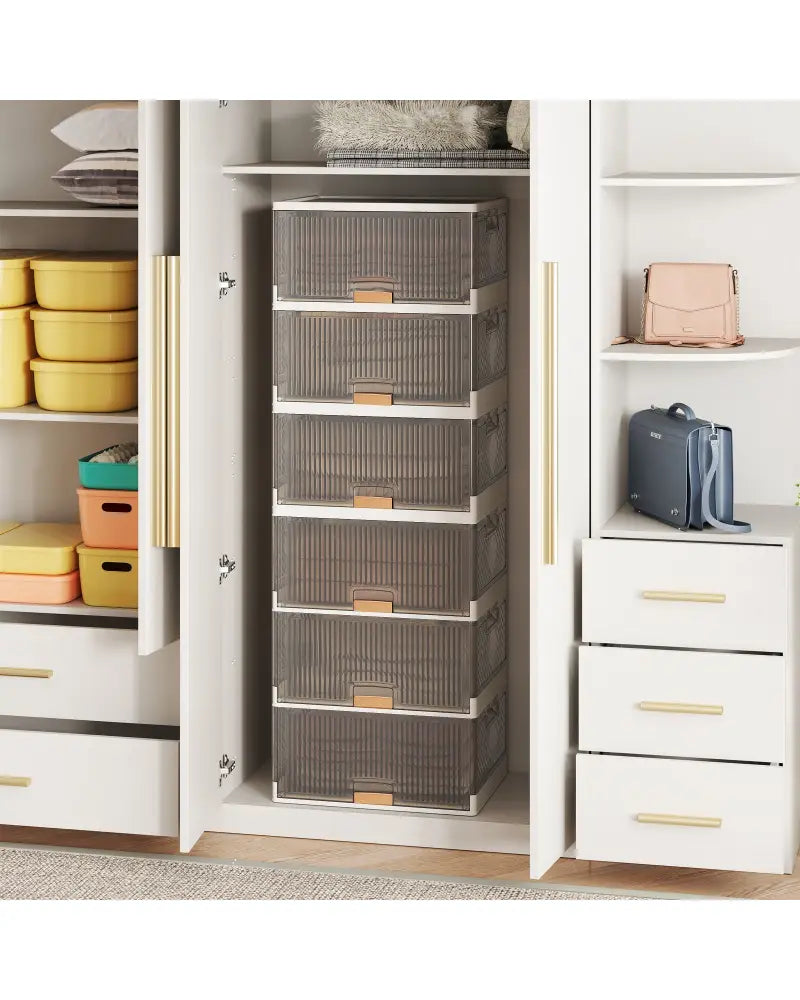 3/4/5/6-Cube Stackable Storage Bins with Detachable Wheels-6 Cube - White - Shoe Racks & Storage Benches