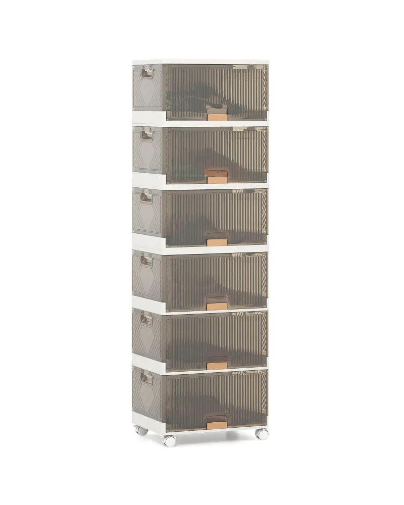 3/4/5/6-Cube Stackable Storage Bins with Detachable Wheels-6 Cube - White - Shoe Racks & Storage Benches