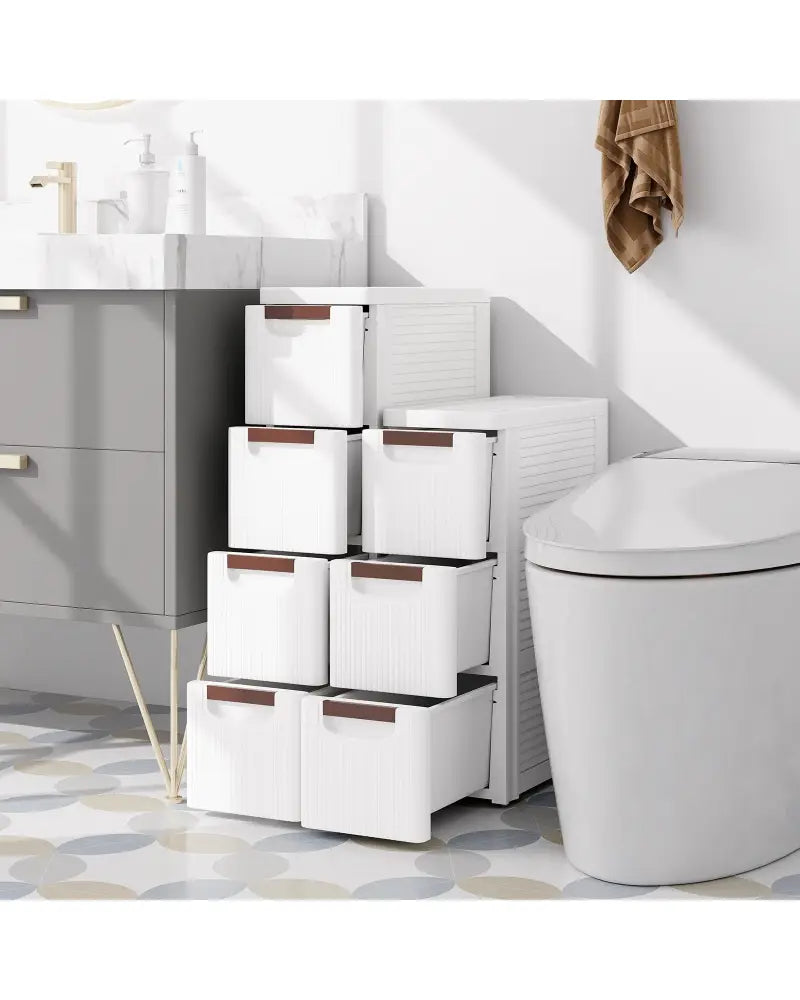 3/4/5/6-Drawer Rolling Organizer Unit Narrow Storage Cabinet with Built-In Wheels for Small Space-3-Drawer - White