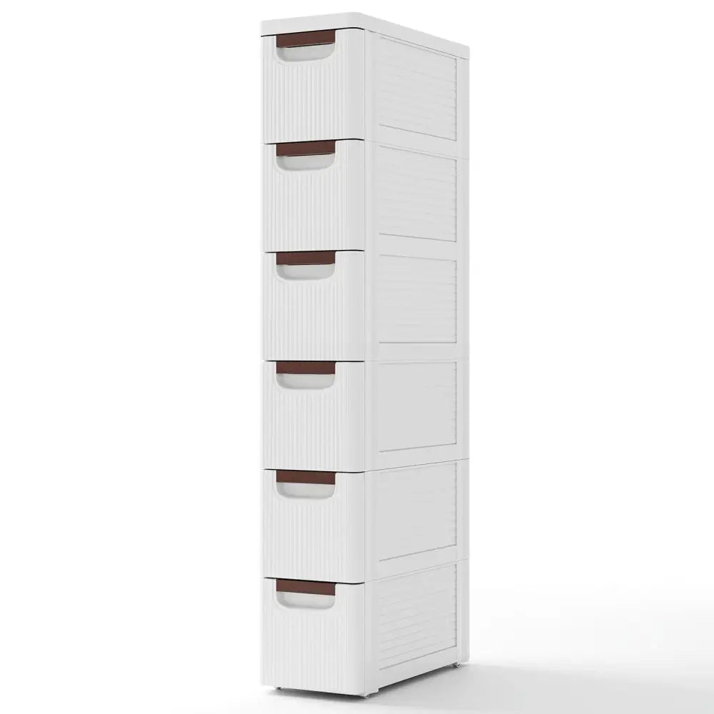 3/4/5/6-Drawer Rolling Organizer Unit Narrow Storage Cabinet with Built-In Wheels for Small Space-6-Drawer - White