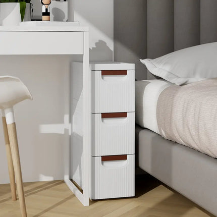3/4/5/6-Drawer Rolling Organizer Unit Narrow Storage Cabinet with Built-In Wheels for Small Space-3-Drawer Costway