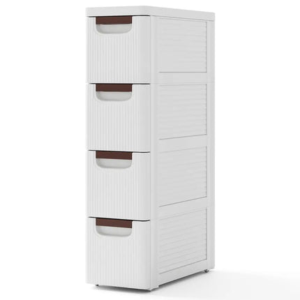 3/4/5/6-Drawer Rolling Organizer Unit Narrow Storage Cabinet with Built-In Wheels for Small Space-4-Drawer Costway