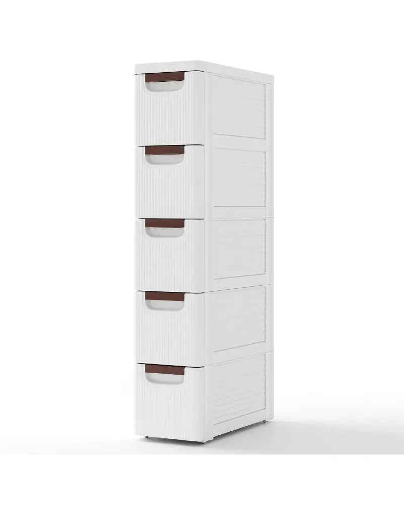 3/4/5/6-Drawer Rolling Organizer Unit Narrow Storage Cabinet with Built-In Wheels for Small Space-5-Drawer - White