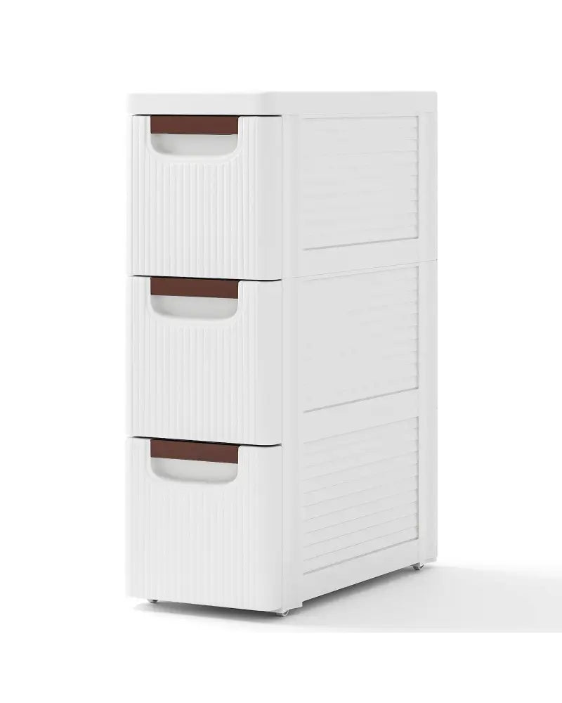 3/4/5/6-Drawer Rolling Organizer Unit Narrow Storage Cabinet with Built-In Wheels for Small Space-3-Drawer - White